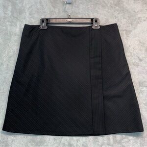LOFT Y2K Slip Cut Tailored Black Women's Skirt Size 16 Wool Blend Pinstripe